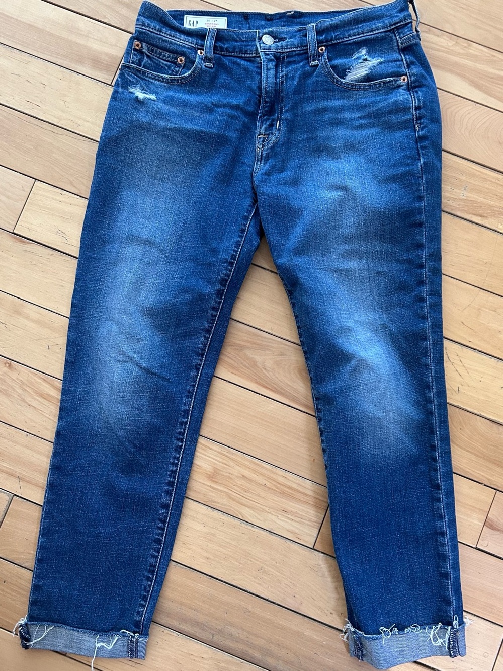 GAP Girlfriend Mid-rise Cropped Jeans.